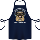 Love Pugs and Gaming Gamer Cotton Apron 100% Organic Navy Blue