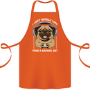 Love Pugs and Gaming Gamer Cotton Apron 100% Organic Orange