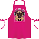 Love Pugs and Gaming Gamer Cotton Apron 100% Organic Pink