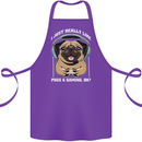 Love Pugs and Gaming Gamer Cotton Apron 100% Organic Purple