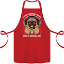 Love Pugs and Gaming Gamer Cotton Apron 100% Organic Red