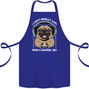 Love Pugs and Gaming Gamer Cotton Apron 100% Organic Royal Blue