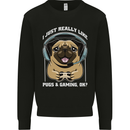 Love Pugs and Gaming Gamer Kids Sweatshirt Jumper Black