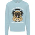 Love Pugs and Gaming Gamer Kids Sweatshirt Jumper Light Blue