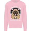 Love Pugs and Gaming Gamer Kids Sweatshirt Jumper Light Pink
