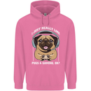 Love Pugs and Gaming Gamer Mens 80% Cotton Hoodie Azelea