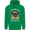 Love Pugs and Gaming Gamer Mens 80% Cotton Hoodie Irish Green