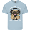 Love Pugs and Gaming Gamer Mens Cotton T-Shirt Tee Top Light Blue
