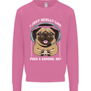 Love Pugs and Gaming Gamer Mens Sweatshirt Jumper Azalea