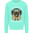 Love Pugs and Gaming Gamer Mens Sweatshirt Jumper Peppermint