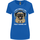 Love Pugs and Gaming Gamer Womens Wider Cut T-Shirt Royal Blue