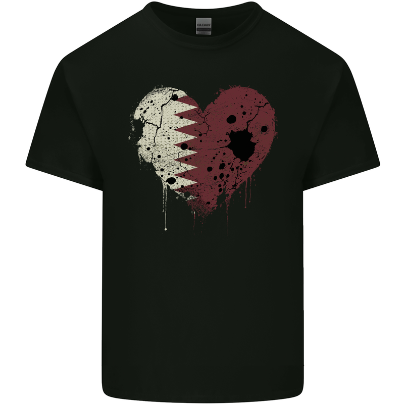 Love Qatar Flag Qatari Day Football Mens Cotton T-Shirt Tee Top Black