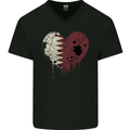 Love Qatar Flag Qatari Day Football Mens V-Neck Cotton T-Shirt Black