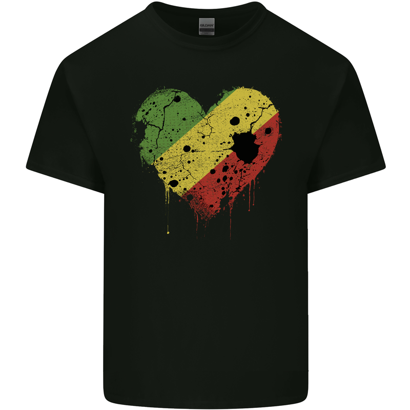 Love Republic of the Congo Flag Day Football Mens Cotton T-Shirt Tee Top Black