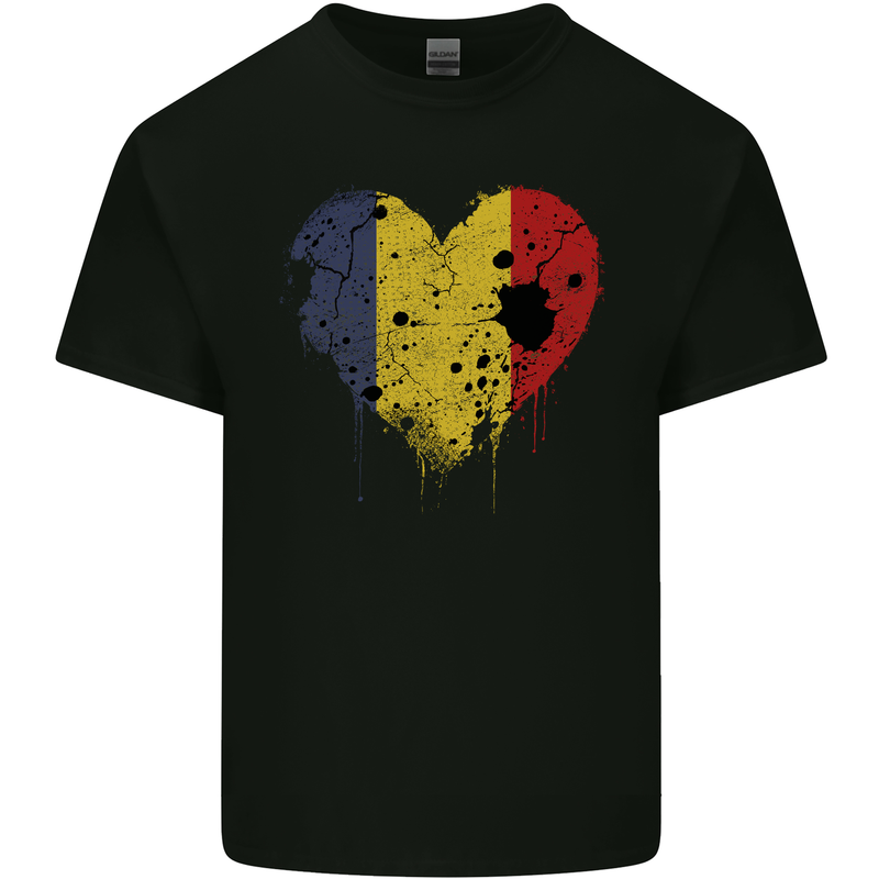 Love Romania Flag Romanian Day Football Kids T-Shirt Childrens Black