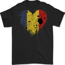 Love Romania Flag Romanian Day Football Mens Gildan Cotton T-Shirt Black