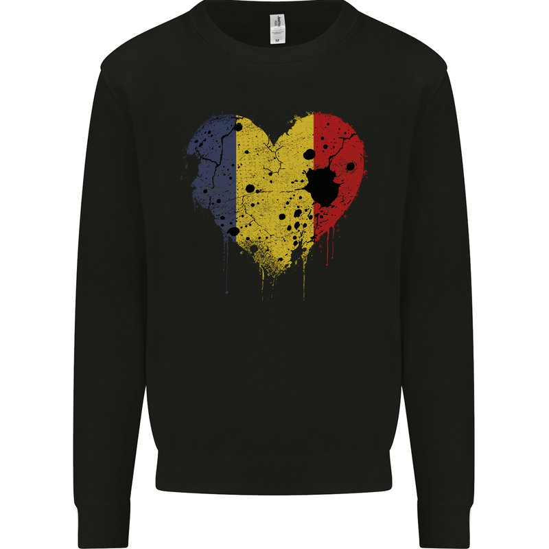 Love Romania Flag Romanian Day Football Mens Sweatshirt Jumper Black