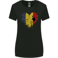 Love Romania Flag Romanian Day Football Womens Wider Cut T-Shirt Black