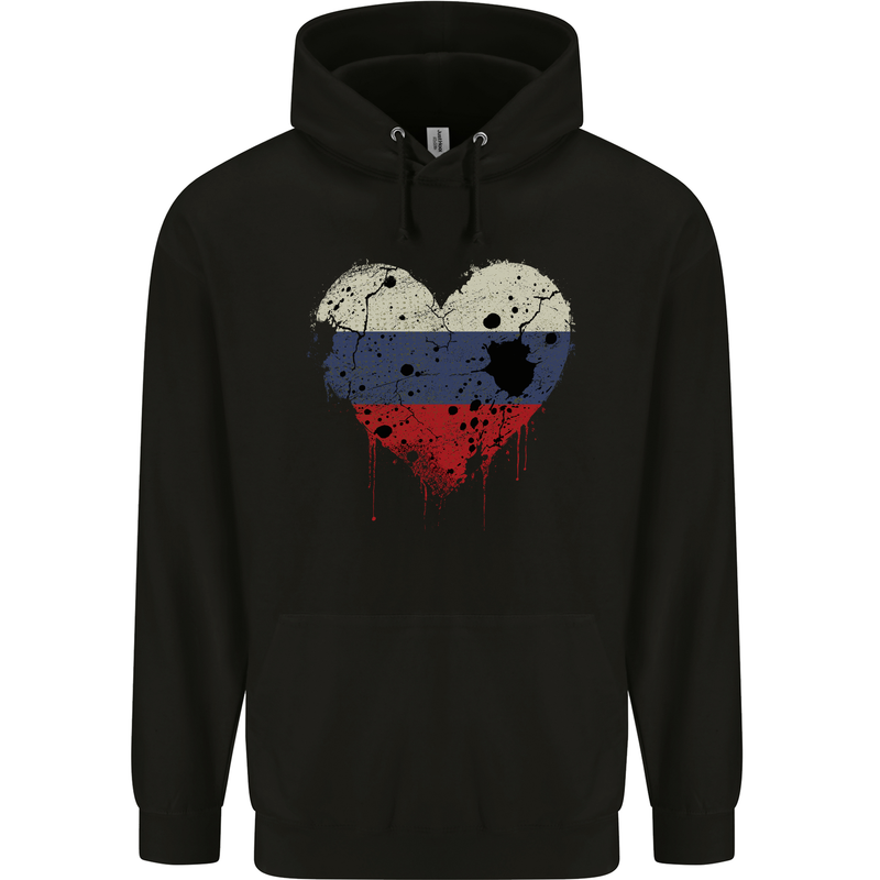 Love Russia Flag Russian Day Football Childrens Kids Hoodie Black