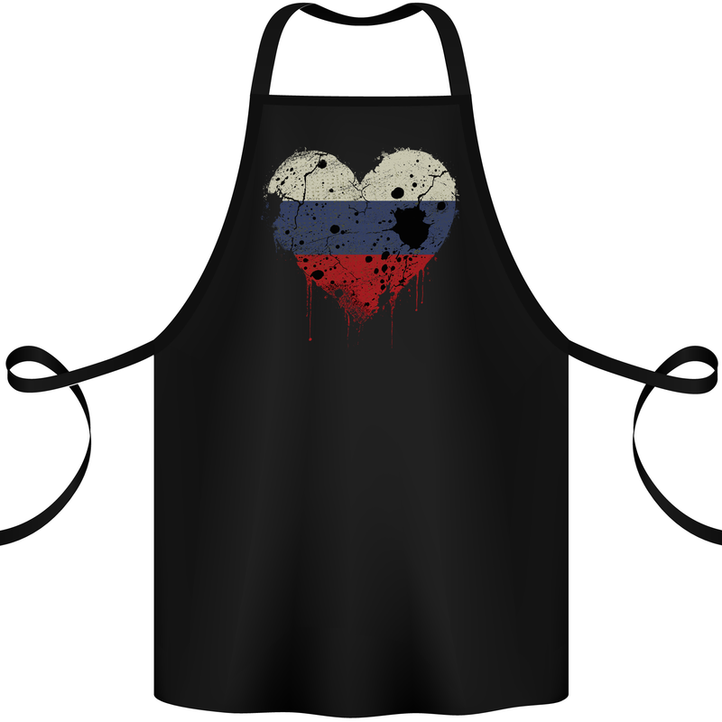 Love Russia Flag Russian Day Football Cotton Apron 100% Organic Black