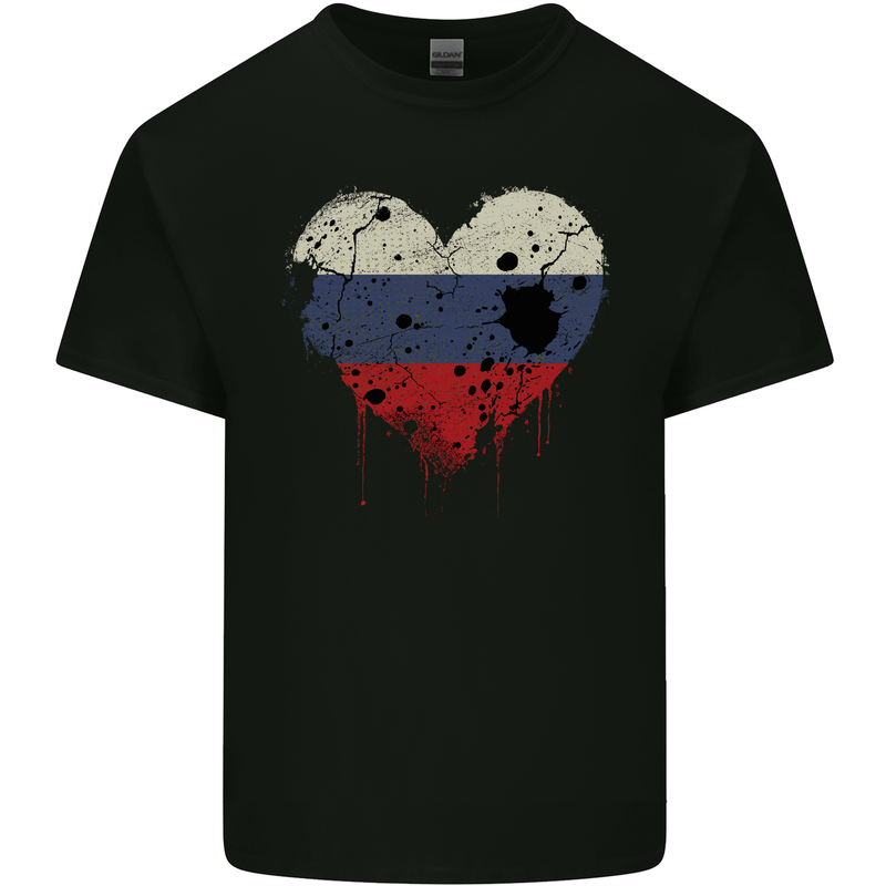 Love Russia Flag Russian Day Football Mens Cotton T-Shirt Tee Top Black