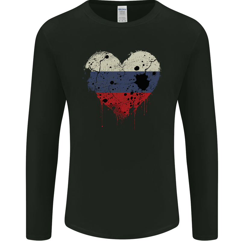 Love Russia Flag Russian Day Football Mens Long Sleeve T-Shirt Black