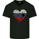 Love Russia Flag Russian Day Football Mens V-Neck Cotton T-Shirt Black