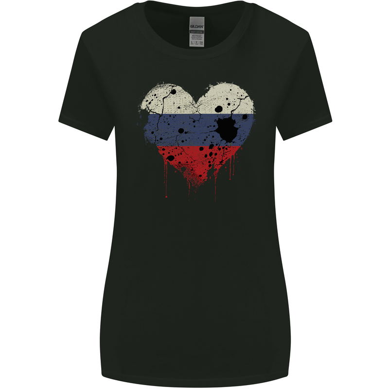 Love Russia Flag Russian Day Football Womens Wider Cut T-Shirt Black