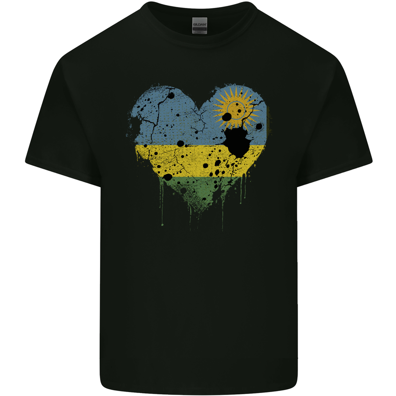 Love Rwanda Flag Rwandan Day Football Kids T-Shirt Childrens Black