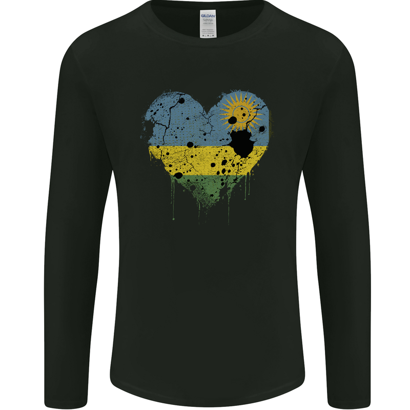 Love Rwanda Flag Rwandan Day Football Mens Long Sleeve T-Shirt Black