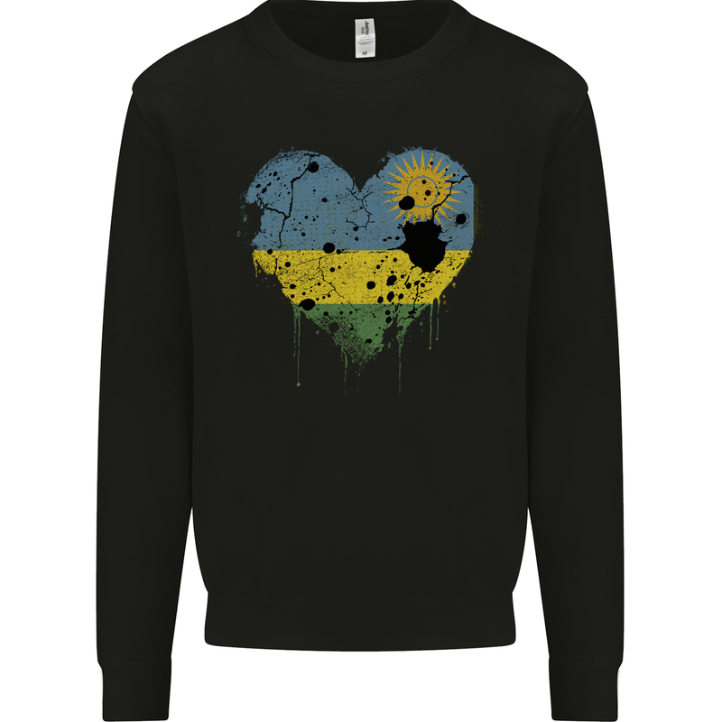 Love Rwanda Flag Rwandan Day Football Mens Sweatshirt Jumper Black