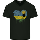 Love Rwanda Flag Rwandan Day Football Mens V-Neck Cotton T-Shirt Black