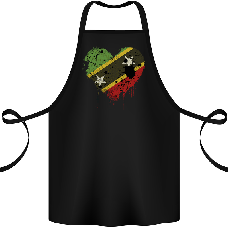 Love Saint Kitts and Nevis Flag Day Football Cotton Apron 100% Organic Black