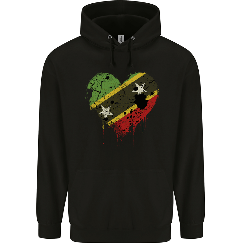 Love Saint Kitts and Nevis Flag Day Football Mens 80% Cotton Hoodie Black