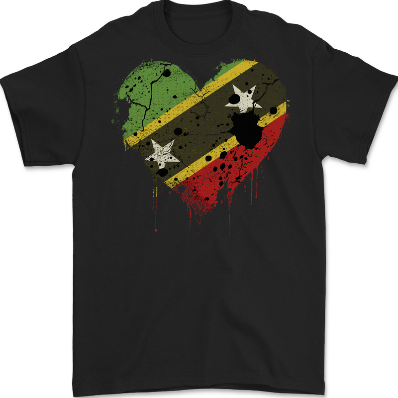 Love Saint Kitts and Nevis Flag Day Football Mens Gildan Cotton T-Shirt Black