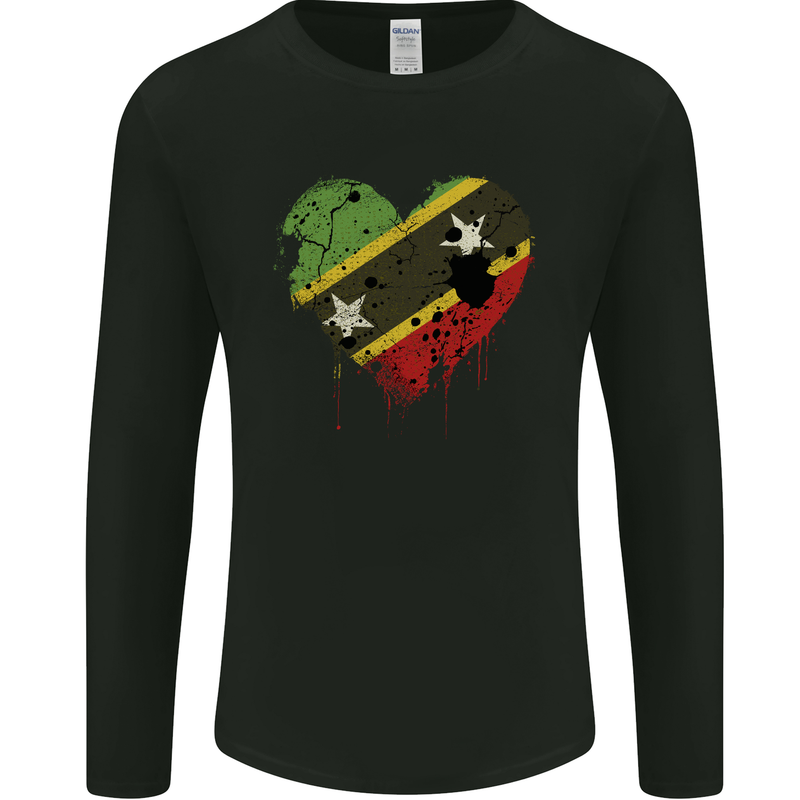 Love Saint Kitts and Nevis Flag Day Football Mens Long Sleeve T-Shirt Black