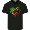 Love Saint Kitts and Nevis Flag Day Football Mens V-Neck Cotton T-Shirt Black