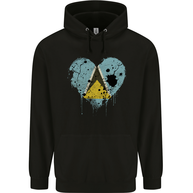 Love Saint Lucia Flag Lucian Day Football Mens 80% Cotton Hoodie Black
