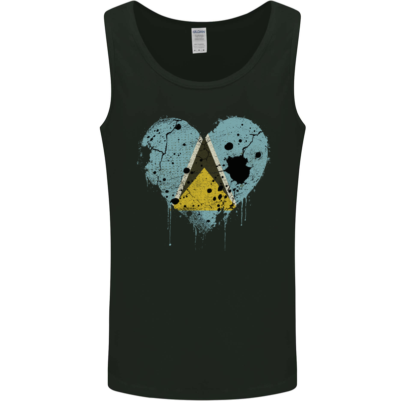 Love Saint Lucia Flag Lucian Day Football Mens Vest Tank Top Black