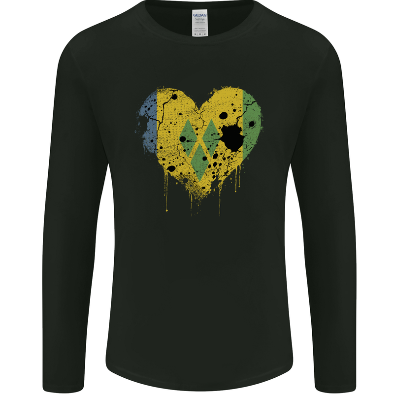 Love Saint Vincent and Grenadines Flag Football Mens Long Sleeve T-Shirt Black