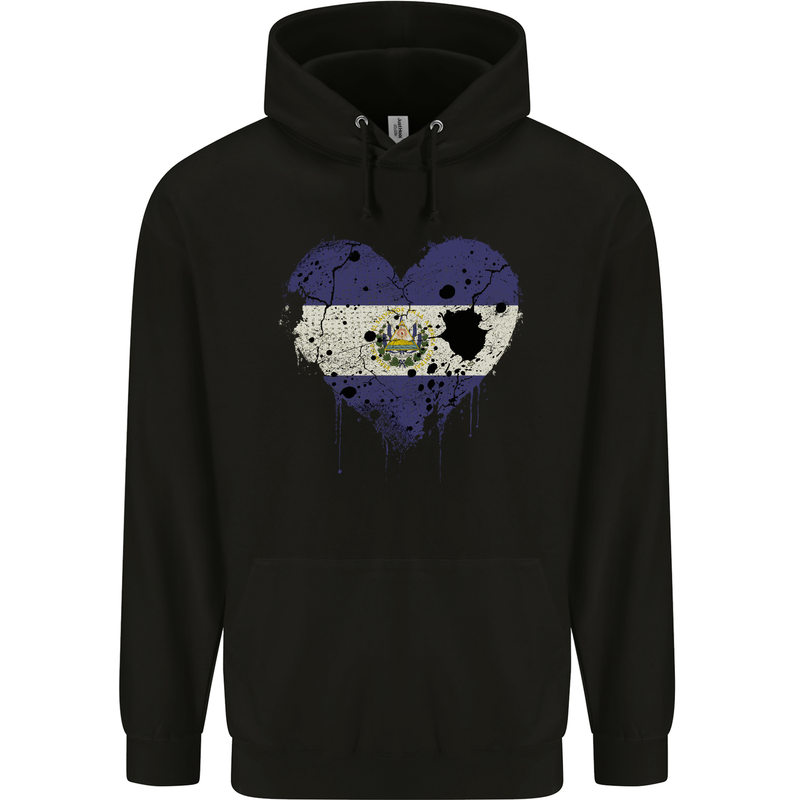 Love Salvador Flag Salvadoran Day Football Childrens Kids Hoodie Black