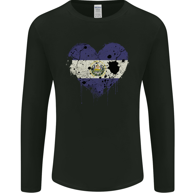 Love Salvador Flag Salvadoran Day Football Mens Long Sleeve T-Shirt Black