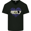 Love Salvador Flag Salvadoran Day Football Mens V-Neck Cotton T-Shirt Black