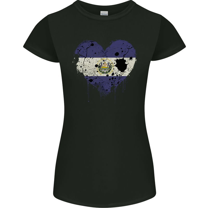 Love Salvador Flag Salvadoran Day Football Womens Petite Cut T-Shirt Black