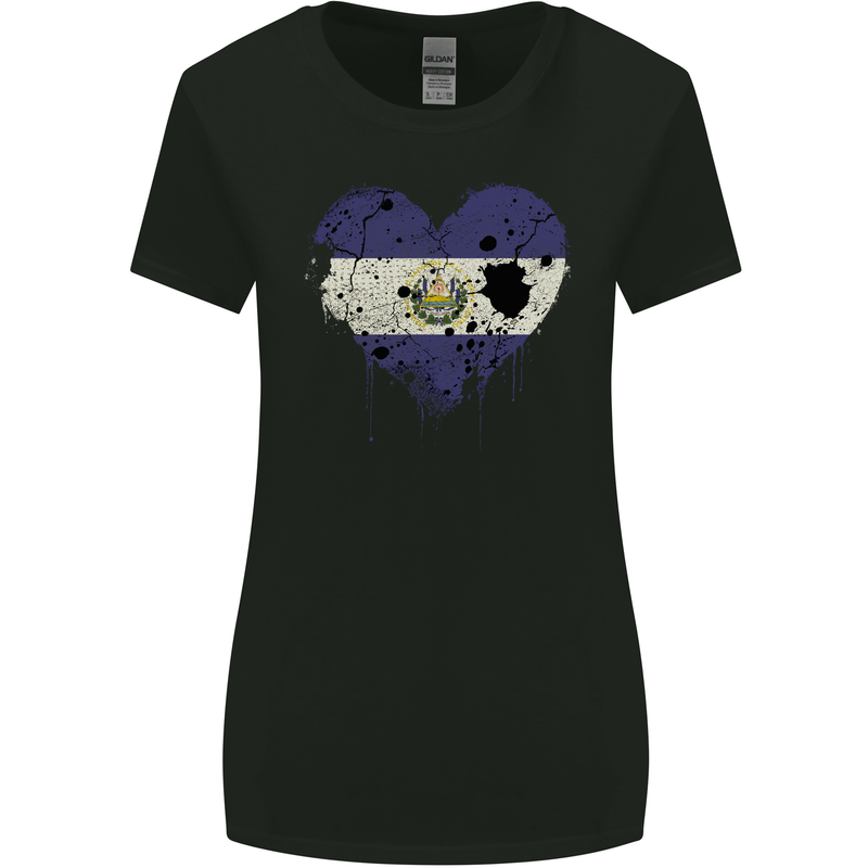 Love Salvador Flag Salvadoran Day Football Womens Wider Cut T-Shirt Black