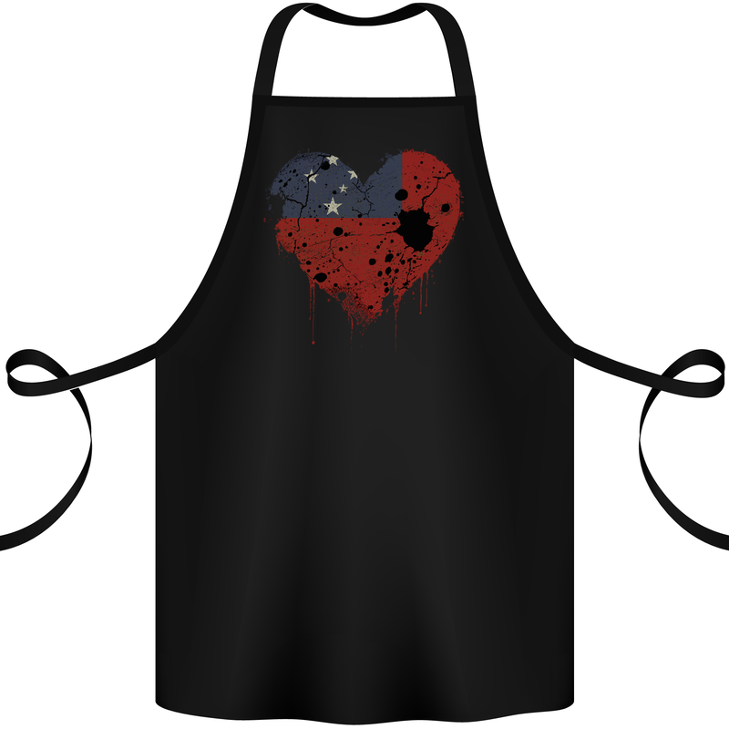 Love Samoa Flag Samoan Day Football Cotton Apron 100% Organic Black