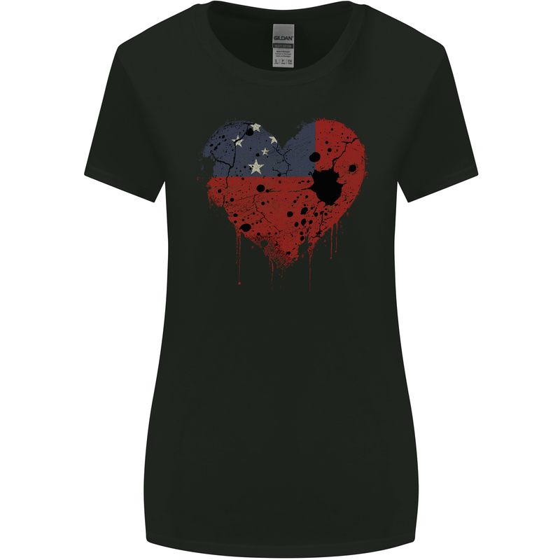 Love Samoa Flag Samoan Day Football Womens Wider Cut T-Shirt Black