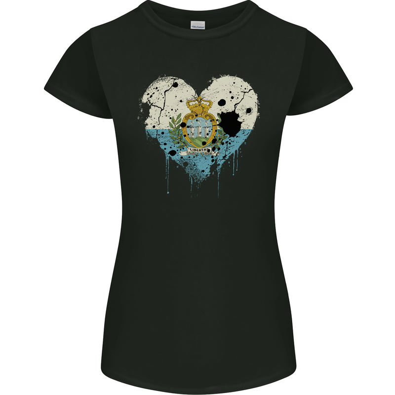 Love San Marino Flag Sammarinese Day Football Womens Petite Cut T-Shirt Black