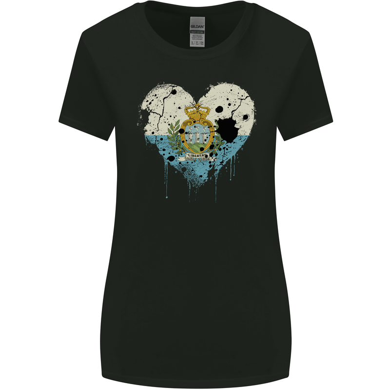 Love San Marino Flag Sammarinese Day Football Womens Wider Cut T-Shirt Black
