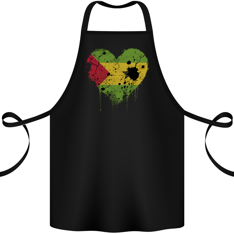 Love Sao Tome and Principe Flag Day Football Cotton Apron 100% Organic Black